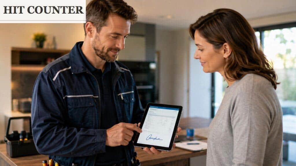 Cliente revisando un parte digital de servicio técnico