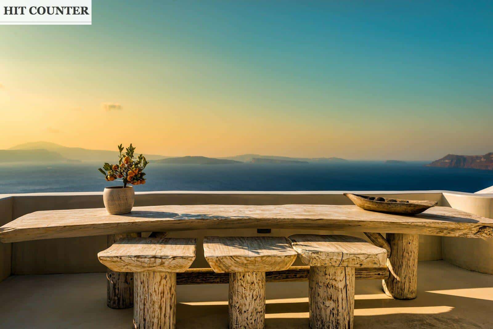 rectangular wood slab table set
